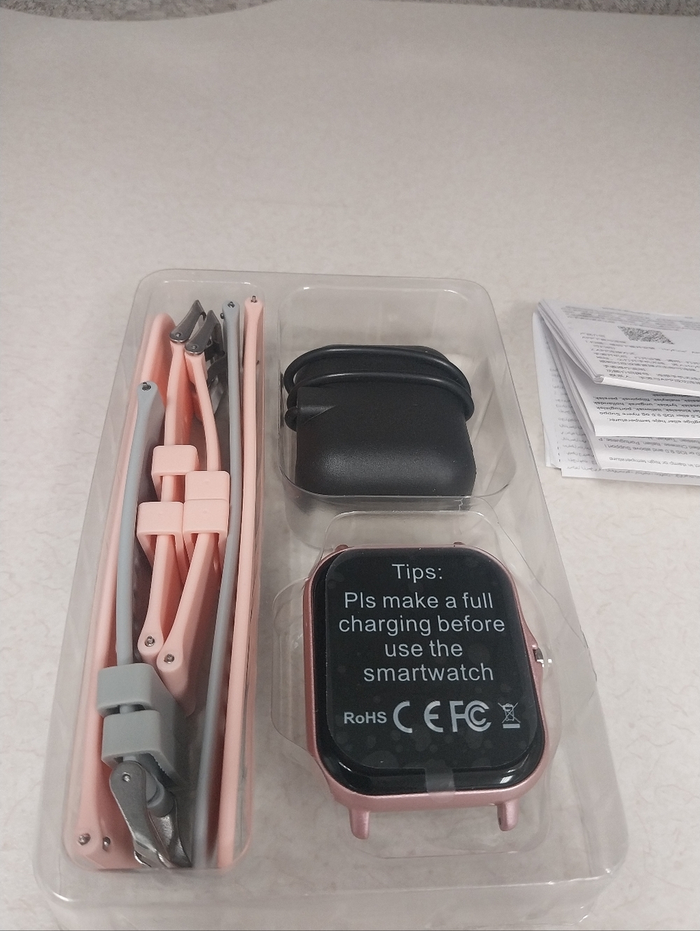 Pink Women's Smartwatch with Silicone Band - Unbranded
